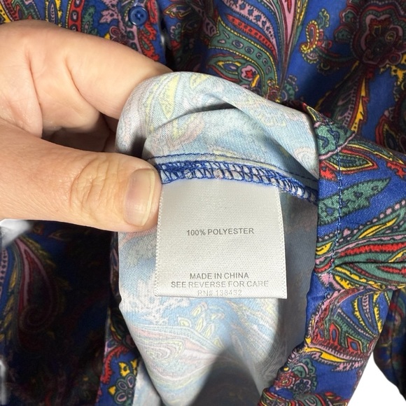 Modcloth Women’s Multicolor Paisley Button Down Blouse Size L - Picture 4 of 9